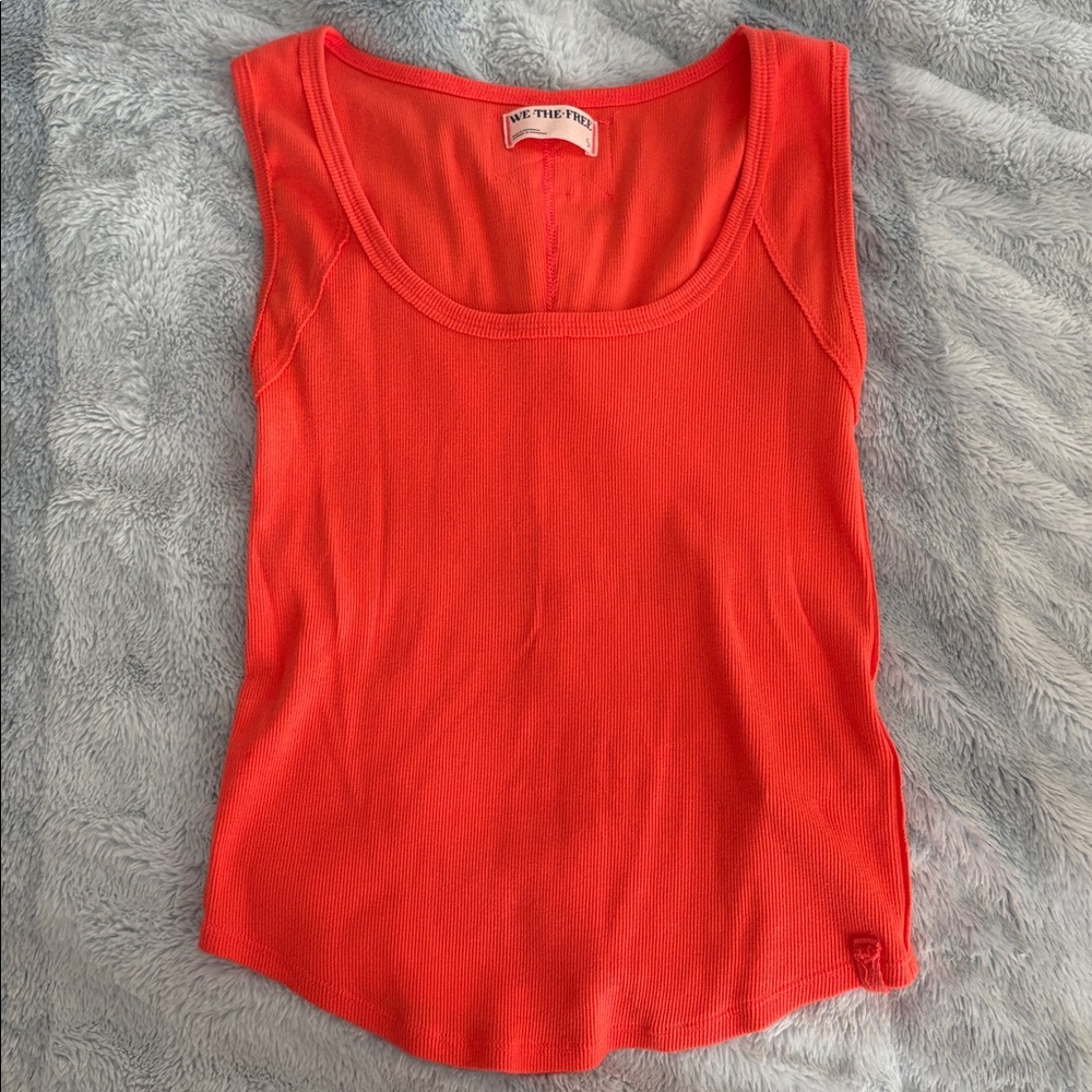 Free People Bright Orange/Coral Tank Top